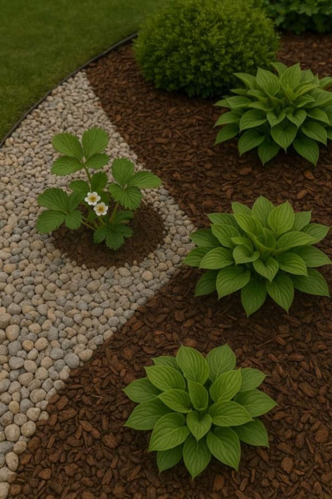 mixing crushed stone with different garden materials