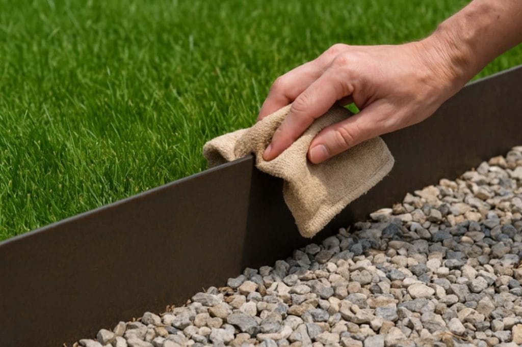 stopping rust on a metal garden border