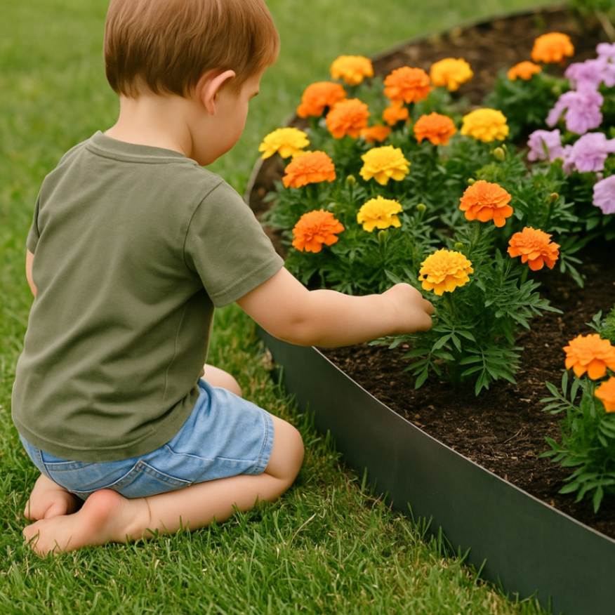 metal garden edging safe installation for kids and pets